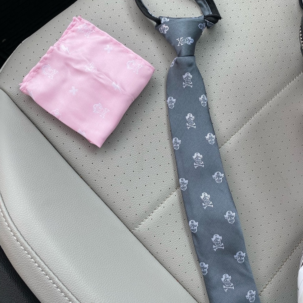 Boys necktie with matching pink hanky. NWOT